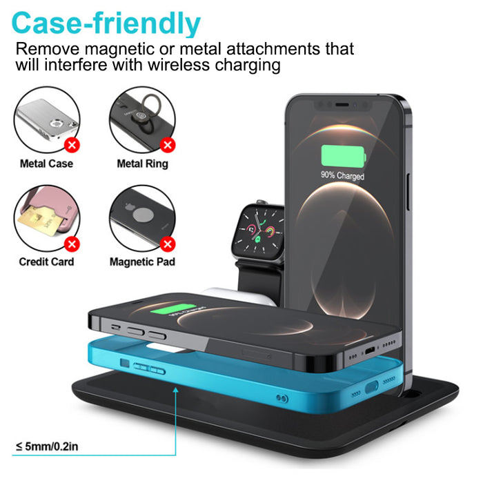 QI Enabled Wireless 3-in-1 Fast Charging Station- USB Powered