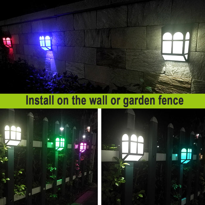 7 Light Colors Solar Powered Outdoor LED Fence Lights