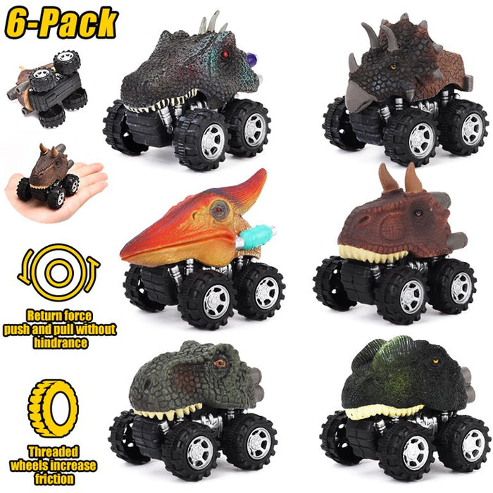 Pull Back Dinosaur Toy Trucks - 6 Pack