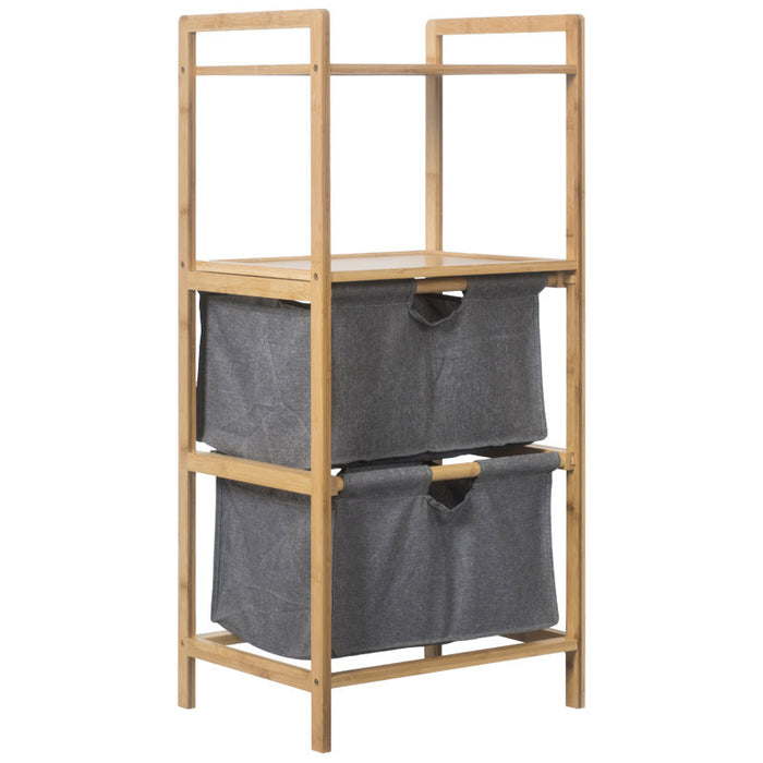 Natural Bamboo 2 Tier Multifunctional 2 Drawer Basket Rack