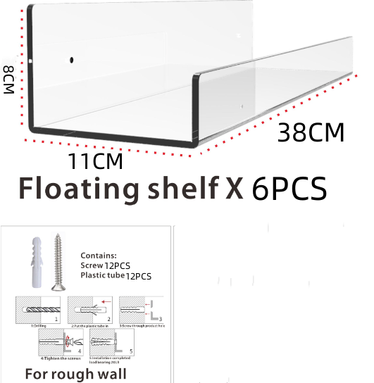 Floating Wall Mounted Shelves - 6 Pack