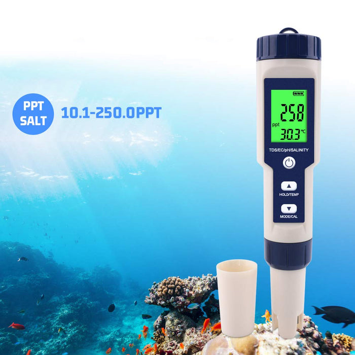 5 in 1 High Accuracy Digital Pen pH Tester for Water