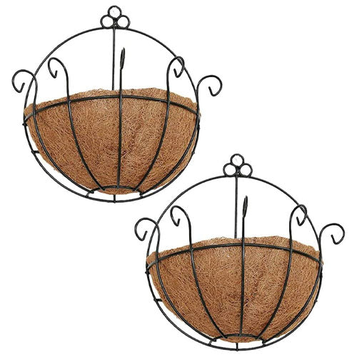 Iron Wall Hanging Half Round Planters Basket Set Of 2 30cm