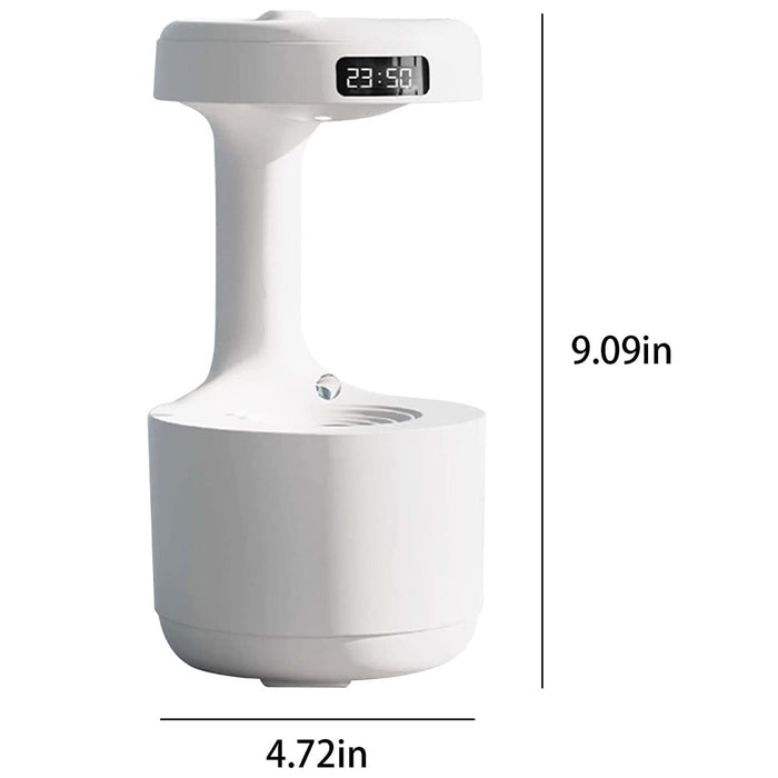 Anti-Gravity Droplet Humidifier with LED Smart Display Clock - USB Rechargeable