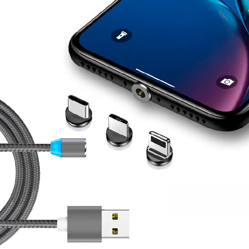 360° Magnetic Phone Charging Cable With 3 Adapters