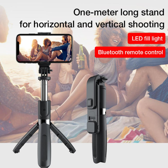 2-in-1 Foldable Monopod and Tripod with Remote Control Shutter Fill Light