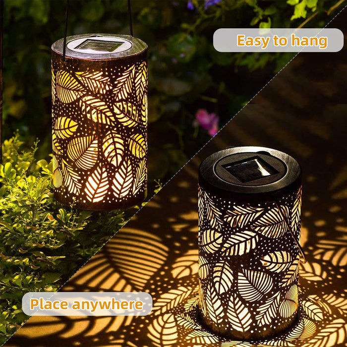 Outdoor Decorative Retro Leaf-Shadow Solar Powered Lantern