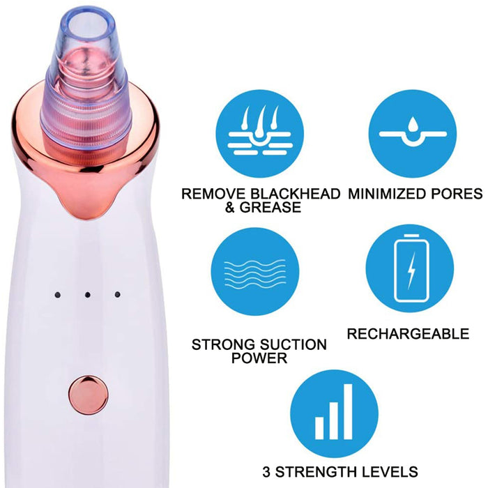 5 Nozzle Facial Blackhead Remover Pore Cleaner- USB Charging