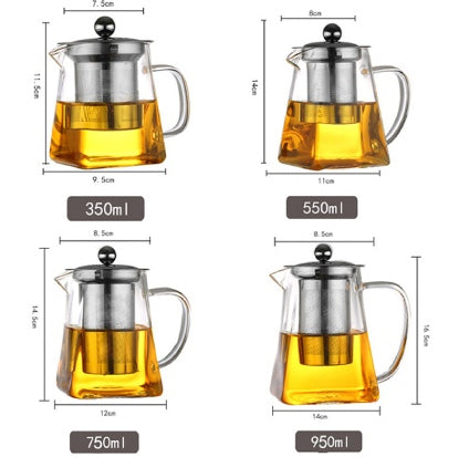 Heat-Resistant Glass Teapot with Removable Strainer