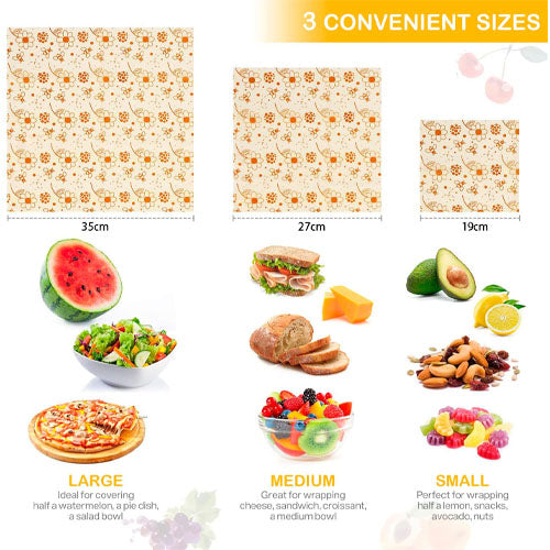 Reusable Nature Beeswax Food Wrap 3 Pieces