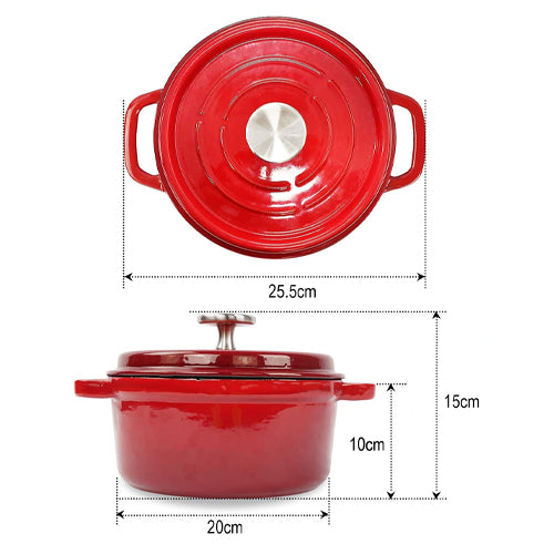 Enamel Coated Cast Iron Pot Red 20cm