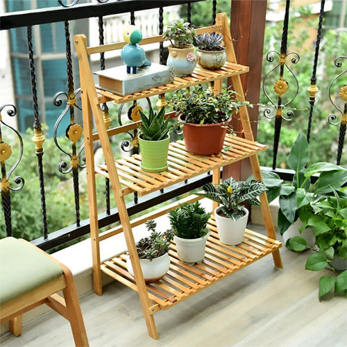 Foldable Bamboo Deco Plant Rack