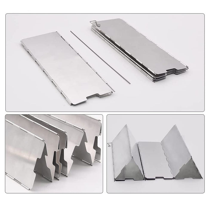 10 Plates Foldable Aluminum Alloy Camping Stove Windshield