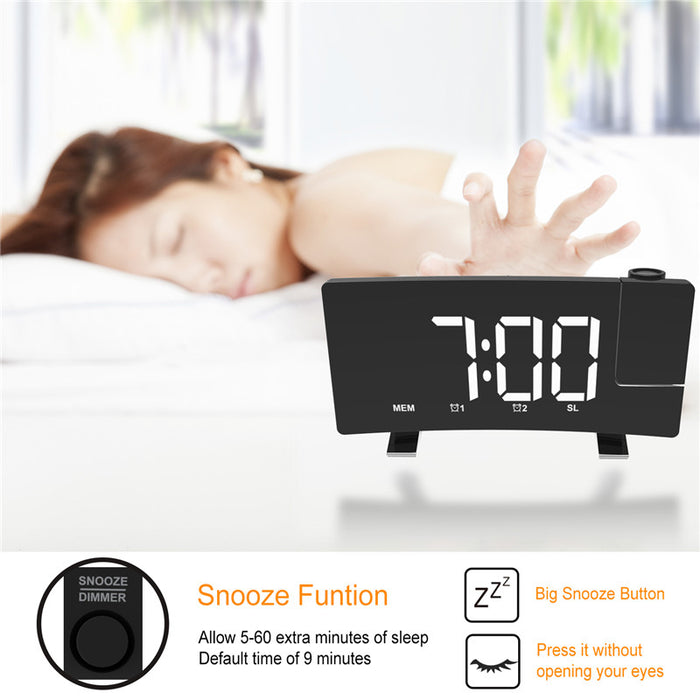 Projector FM Radio LED Display Alarm Clock- Battery Operated