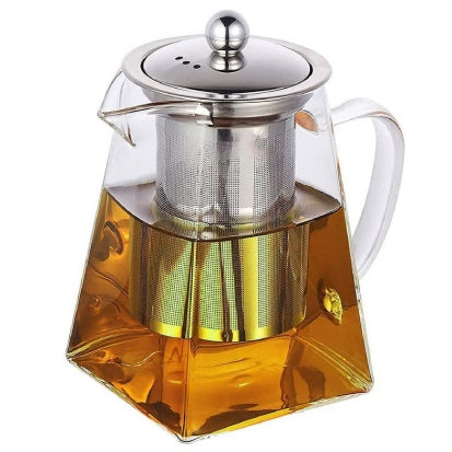 Heat-Resistant Glass Teapot with Removable Strainer