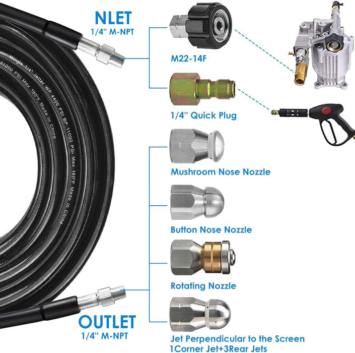 Sewer Jetter Kit for Pressure Washer - 30M