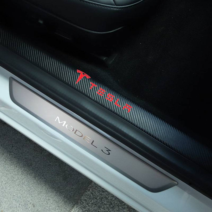 4 Pcs Carbon Fiber Door Sticker For Tesla Model 3