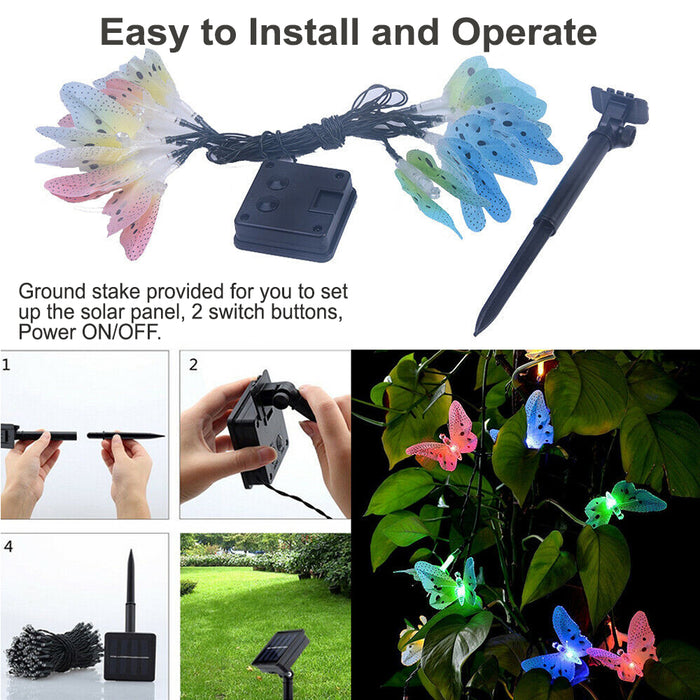 Fiber Optics Butterfly String Lights 12 LED Outdoor Decoration Lights