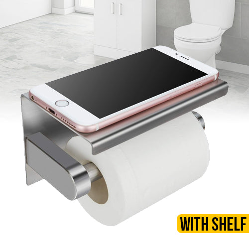 Stainless Steel Toilet Paper Roll Holder With Shelf