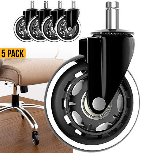 Wood Safe Office Chair Wheels 5 Pack