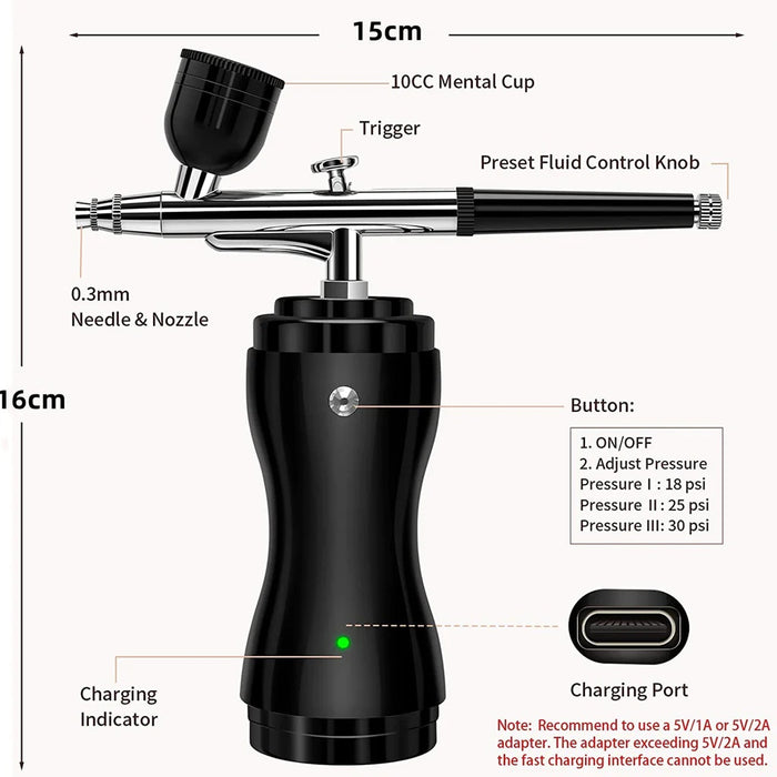 Portable Airbrush Kit with Compressor