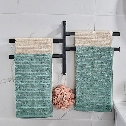 Four Arm Bathroom Towel Rack Black 180 Degree Rotation