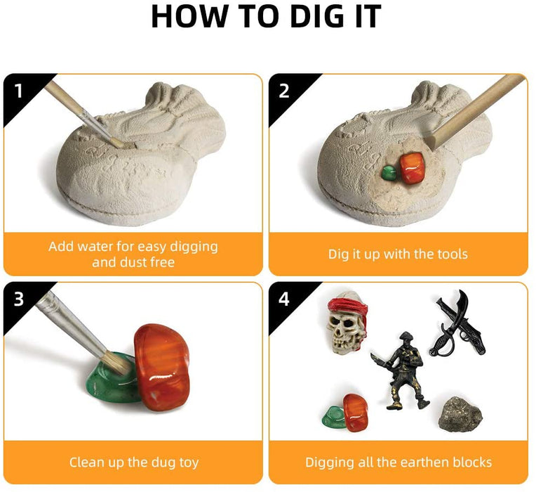 Pirate Treasures Dig Kit Toy 5 In 1