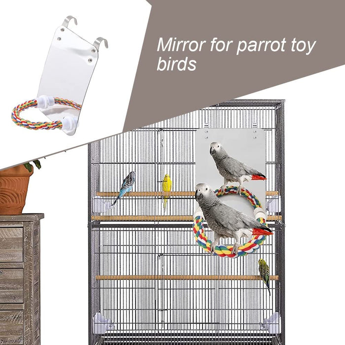 Bird Mirror Perch with Rope