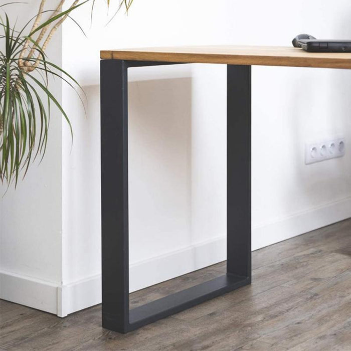 Set Of 2 Steel Square Shape Diy Table Bench Legs 72cm Black