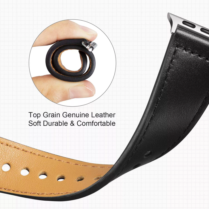 Apple Watch Top Grain Leather Band - Black (42/44/45mm)