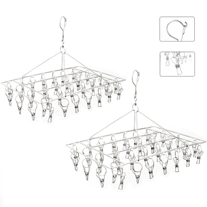 Stainless Steel Clothes Hanger with 36 Clips - 2 Pack
