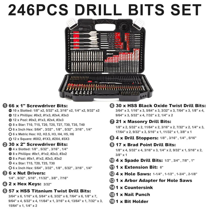 246pc Combination Drill Bit Set