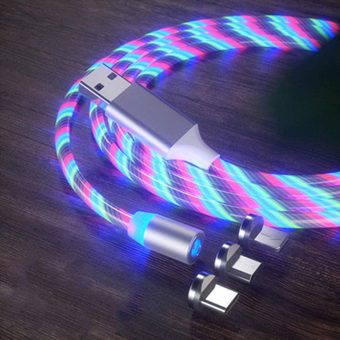 3 In 1 Led Magnetic Charging Cable   100cm For I Phone Or Android