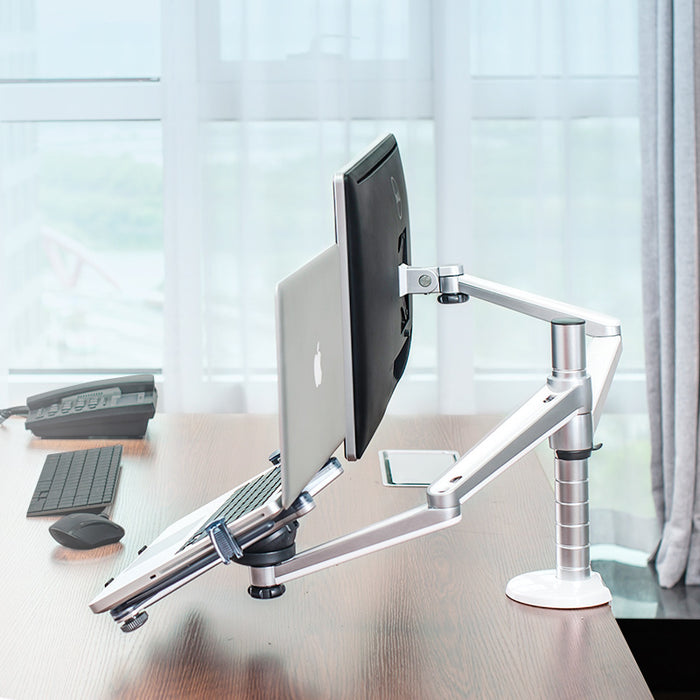 2 in 1 Dual Monitor & Laptop Adjustable Desk Mount