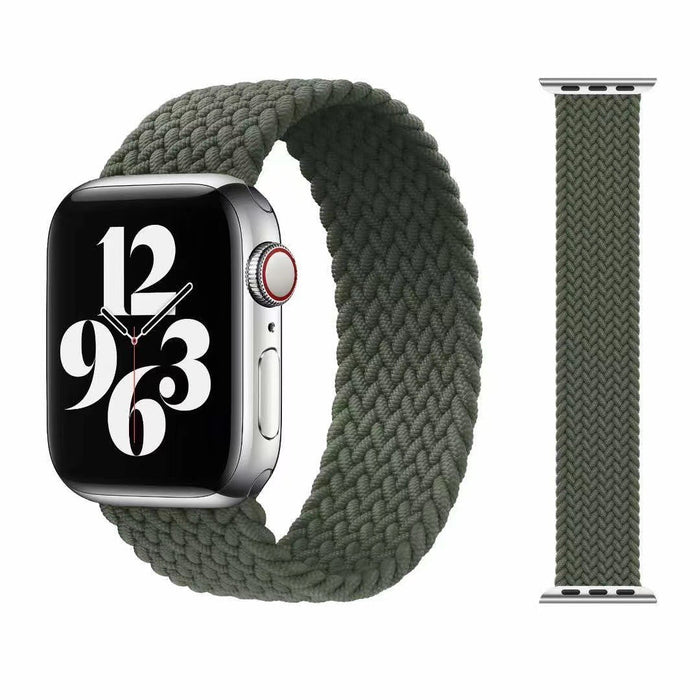 Green Nylon Solo Loop Band for Apple Watch 42/44/45mm - Skin-Friendly Elastic Bracelet Watchband for Men and Women - Easy Installation