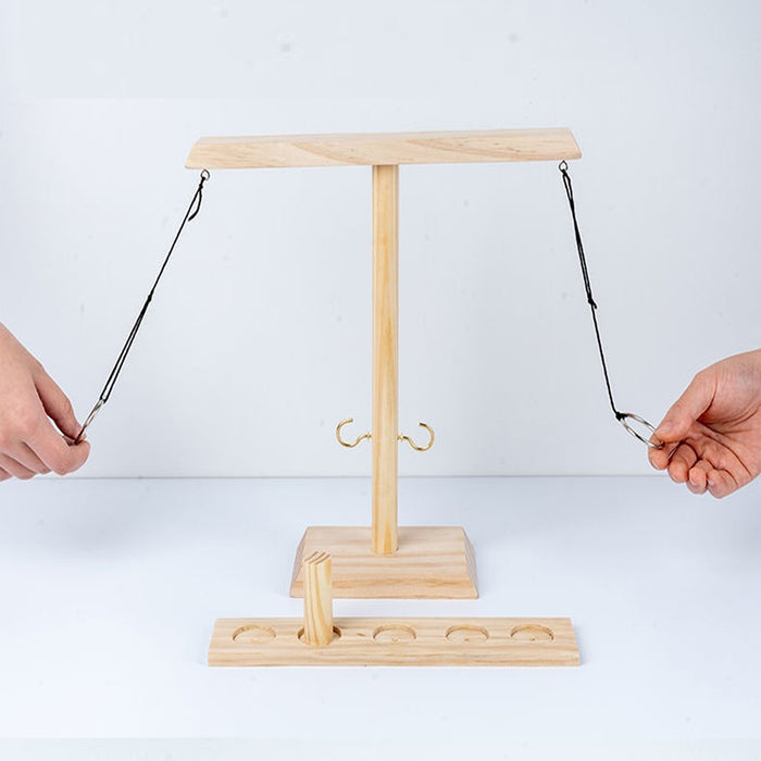 Throwing Hook and Ring Interactive Wooden Toss Game