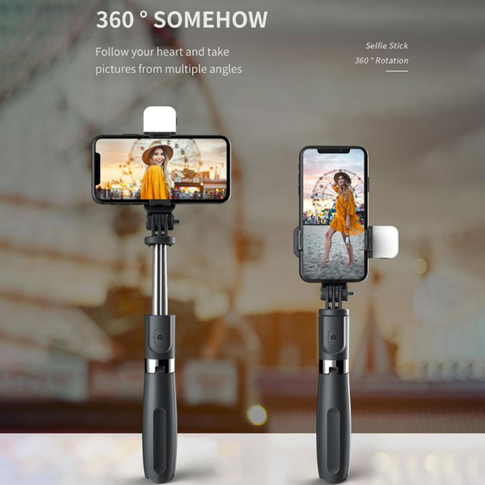 2-in-1 Foldable Monopod and Tripod with Remote Control Shutter Fill Light