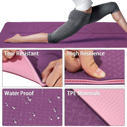 Yoga Mat With Alignment Marks Purple