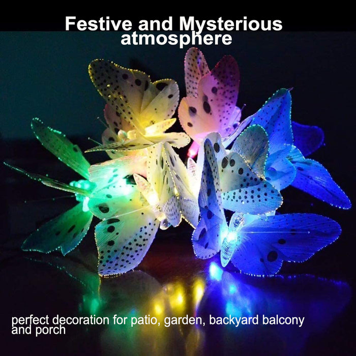 Fiber Optics Butterfly String Lights 12 LED Outdoor Decoration Lights