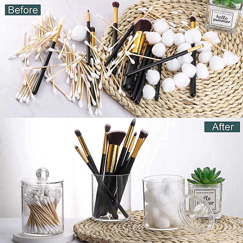 Acrylic Cotton Swab Ball Container 3 Pack