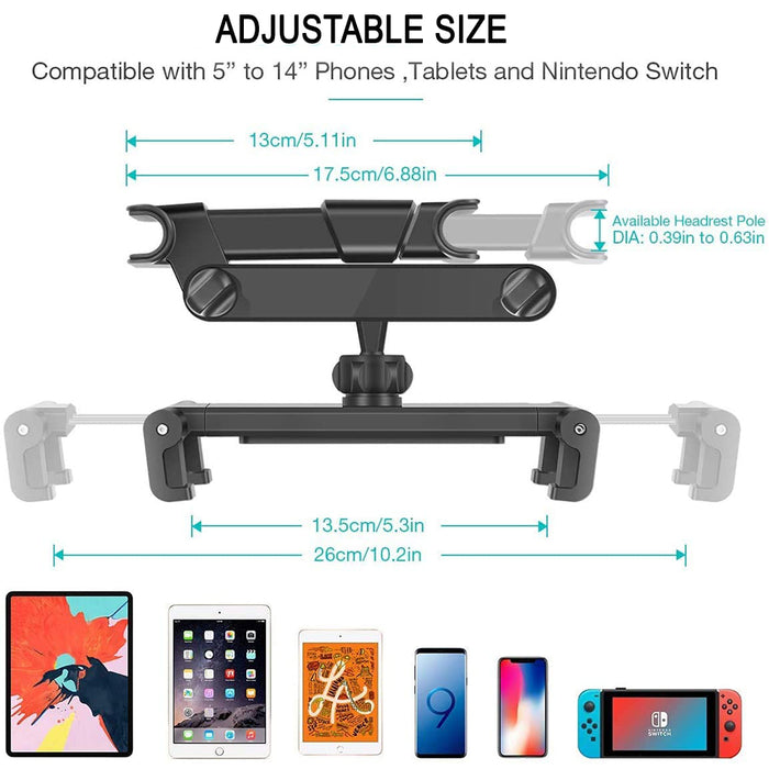 Universal Adjustable Angle Car Headrest Mobile Phone and Device Holder