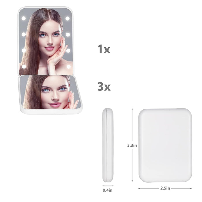 LED Magnification Makeup Travel Mirror