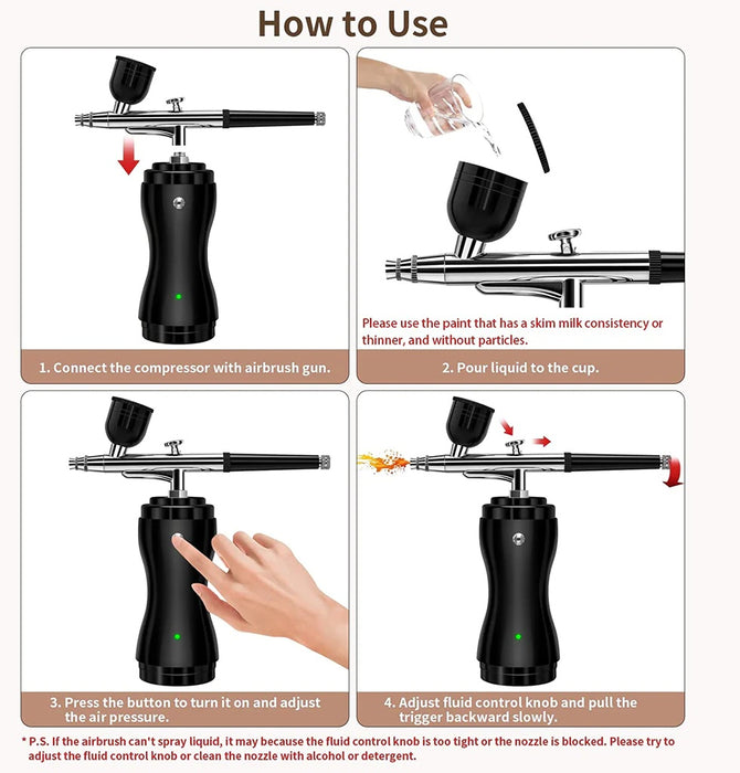 Portable Airbrush Kit with Compressor