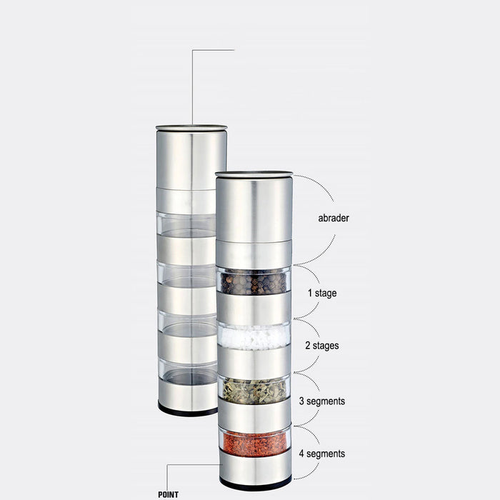 4 Levels Outdoor Spice Jar Container and Manual Grinder