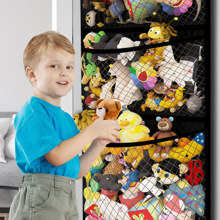 4 Layer Hanging Plush Dolls and Toy Mesh Bag Organizer