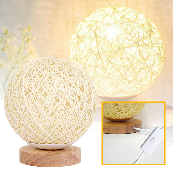 Wooden Rattan LED Table Lamp