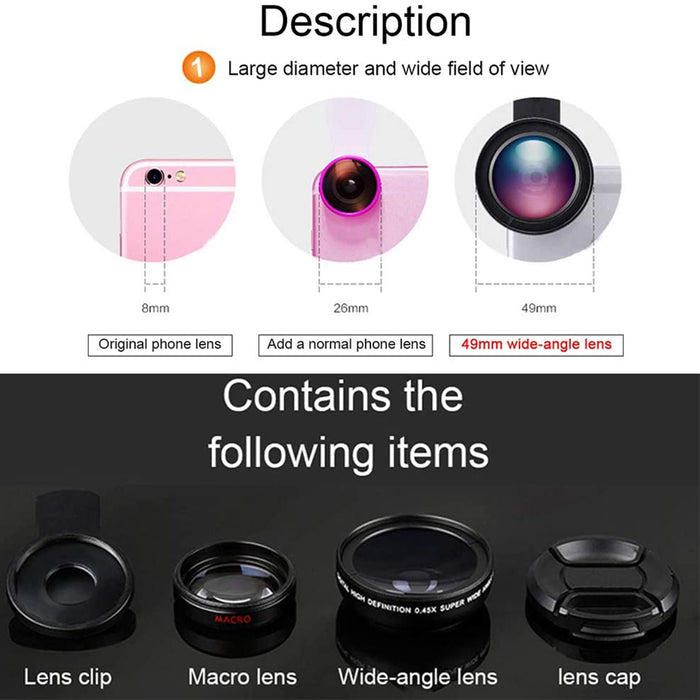 Universal 2-in-1 Wide Angle and Macro Lens Mobile Phone Clip HD Camera Lens