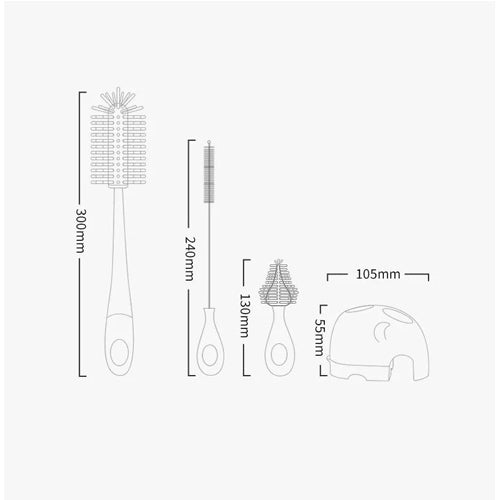 3 In 1 Silicone Cleaning Brush Set For Baby Bottles