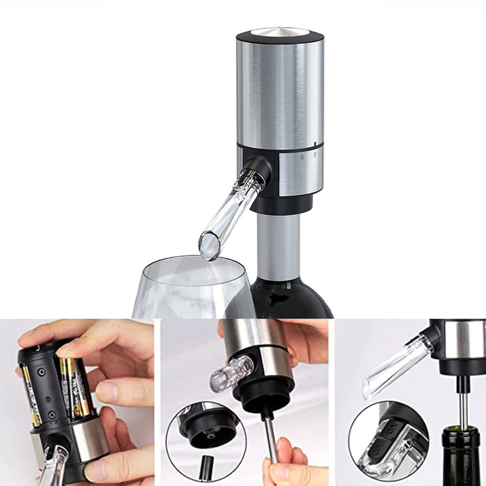 Automatic Electric Wine Aerator Pourer with Retractable Tube for One-Touch Instant Oxidation - Battery Powered