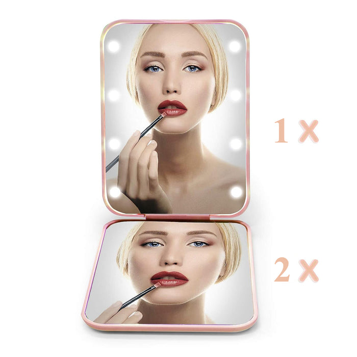 LED Magnification Makeup Travel Mirror